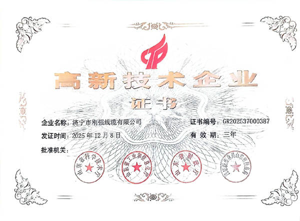 高新技术企业证书